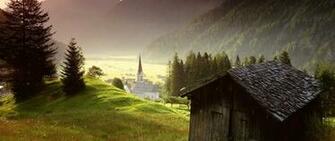 Wallpaper Tyrol Austria Misty Mountain Village