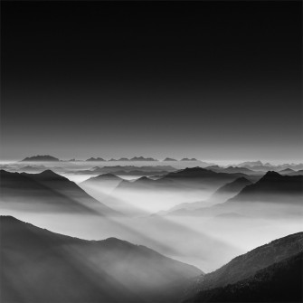 Haze Mountain Landscape Monochrome 5k iPad Pro Wallpaper