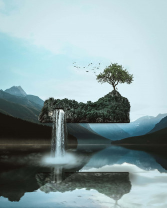 Floating Island Background Wallpaper