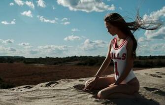 Wallpaper Girl Clouds Chicago Bulls Sand Image For Desktop