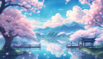Blue Pastel Aesthetic Anime Desktop Wallpaper
