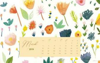 March Calendar Floral Background