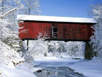 Snowy Covered Bridge Desktop Wallpaper Background Pictures