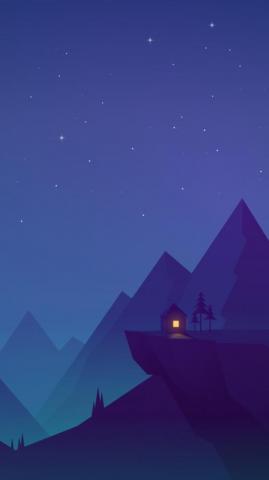 House On Mountains Animated iPhone Wallpaper