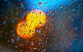 Wallpaper Shimmering Lights On A Wet Glass Desktop