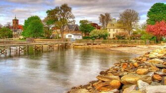 Wonderful Coastal Village HDr HD Wallpaper