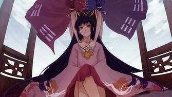 Video Games Clouds Touhou Dress Princess Long Hair Brown Eyes