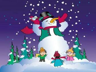 Animals Zoo Park Christmas Snowman Wallpaper For