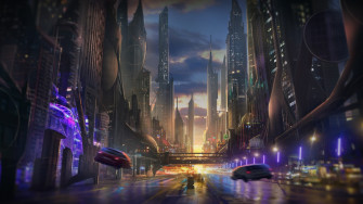 Digital Art Futuristic Cityscape City Road Street Skyscraper Wallpaper