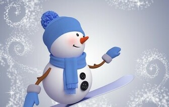 Wallpaper Snowman 3d Cute Christmas New Year Snowboard