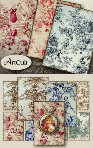 Printable Old French Tapestry Inch Gift Tags