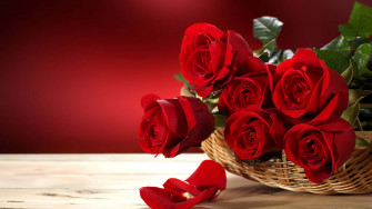 Basket Rose Bouquet Picture Wallpaper