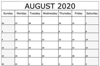 August Calendar Template Printable Excel