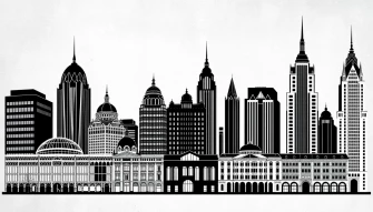 Black And White Buildings On Wallpaper