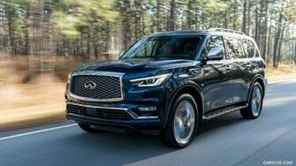 Infiniti Qx80 Color Hermosa Blue Front Three Quarter