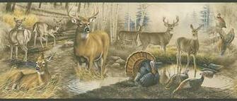 Beige Tan Lm7906b Wild Life Wallpaper Border Lodge Outdoors