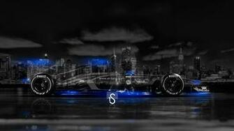 F1 Crystal City Car Blue Neon HD Wallpaper Design By Tony Kokhan