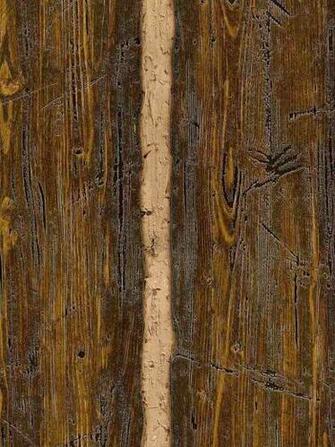 Gold Faux Log Wallpaper Rustic Country Primitive
