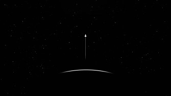 Minimalist Starry Rocket Ship Wallpaper