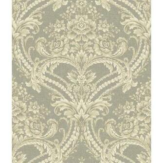 Augustine Chalk White And Rose Gold Baroque Floral Damask Wallpaper