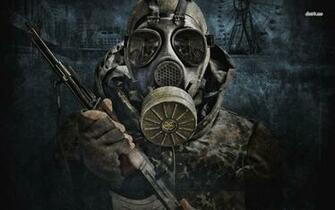 Gas Masked Soldier Wallpaper Digital Art