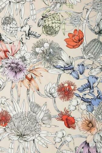 Anthropologie Sketched Songbird Wallpaper Flower Sketches