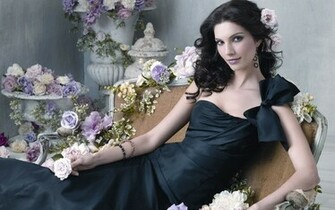 Teresa Moore Brunette Flower Girl Gray Model Rose