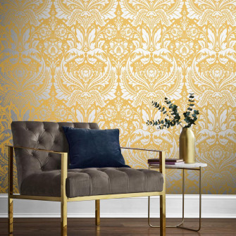 Desire Saffron Wallpaper Yellow Graham Brown