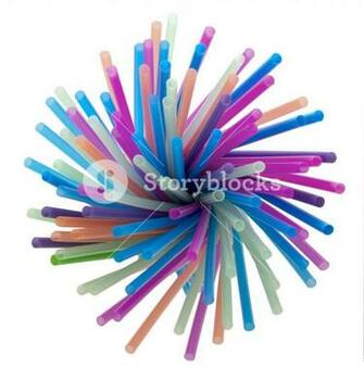 Twist Of Colourful Bendy Drinking Straws On White Background As Eu