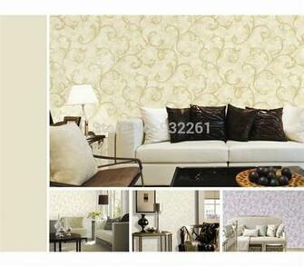 Vintage Classic Beige Modern Luxury Victorian Damask Flocked Wallpaper