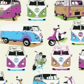Muriva Vw Volkswagen Camper Van Scooter Wallpaper Orange Blue