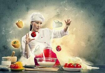 Photo Hat Girls Asian Creative Cook Pepper Vegetables