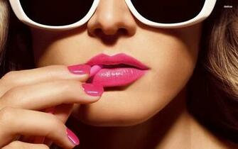 Woman With Pink Lipstick Wallpaper Wide HD