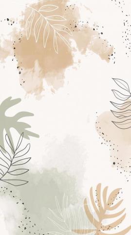 Beige Leafy Watercolor Mobile Phone Wallpaper Vector Image