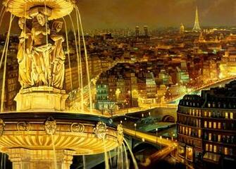Paris City From Above Building At Night
