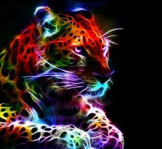 Beautiful And Colorful Fractal Leopard Wallpaper