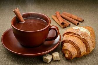 Wallpaper Chocolate Croissant Hot Drink Cinnamon