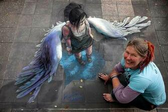 3d Street Art Pacman Woman Smile Wallpaper