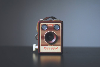 Vintage Minimalist Brown Camera Wallpaper