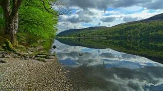 Wallpaper Scottish Highlands Mountains River Shore Desktop