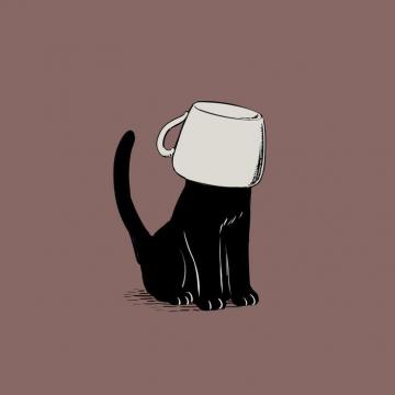 On Black Cat Art Drawing Cute