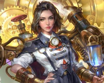 Wallpaper Steampunk Steam Engineer Short Hair Girl Art Picture