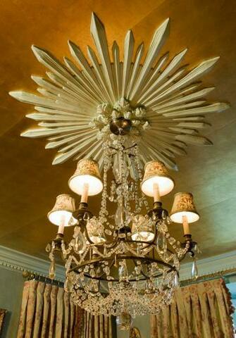 Comes Home In Golden Glam The Gold Leaf Ceiling Wallpaper Is