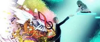 Crying Deemo Floette Girl Green Hair Instrument Leaves