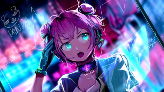 Wallpaper Girl Glance Style Cyberpunk Anime