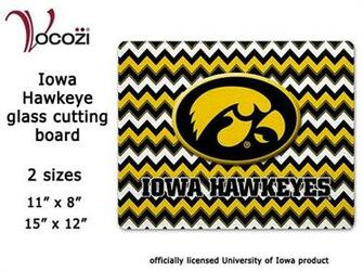 Iowa Hawkeye Chevron Cutting Board Tempered Glass Tigerhawk