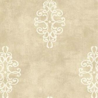 York Wallcoverings Heritage Home Raised Damask Medallion Wallpaper