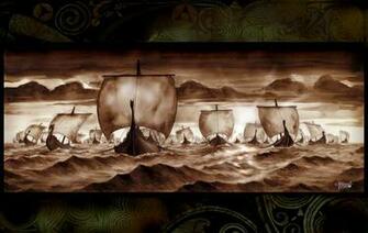 Viking Ship Attack Wallpaper