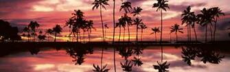 Sunset Over The Ala Moana Beach Park Honolulu Oahu Hawaii