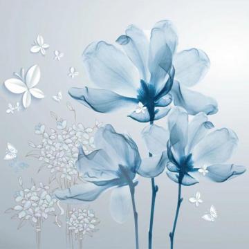 Modern Abstract Wallpaper 3d Blue Flowers Butterfly Art Photo Wall